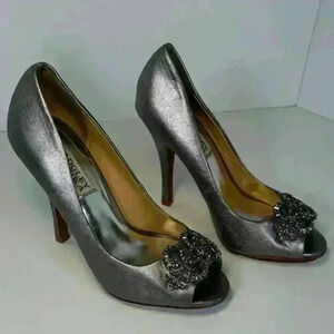 Badgley Mischka Susan Peep toe heels pumps crystal beads decoration Women 5.5